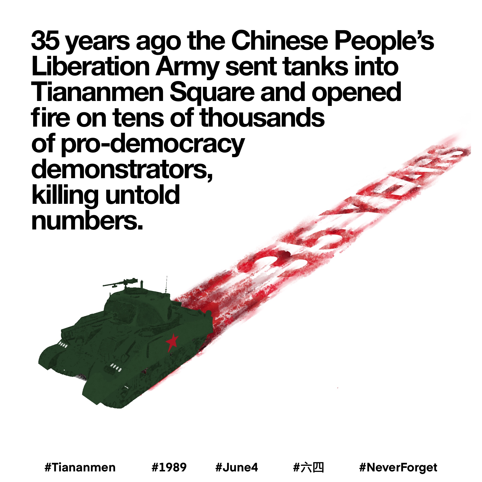 35 years ago the Chinese People's Liberation Army sent tanks into Tiananmen Square and opened fire on tens of thousands of pro-democracy demonstrators, killing untold numbers